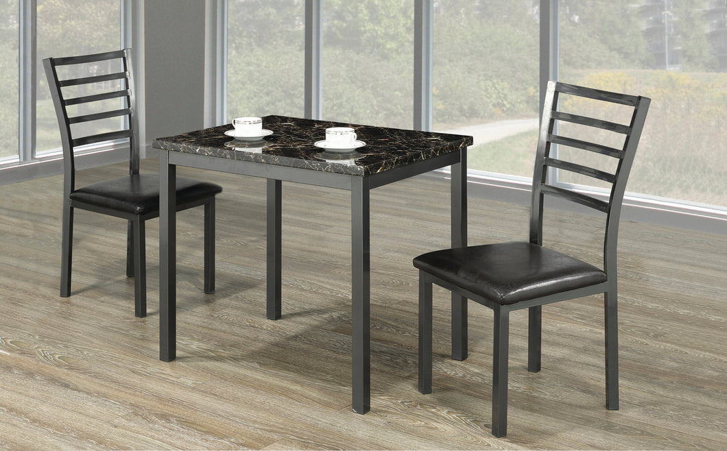 3-Pieces Marble Top and Grey Dinette