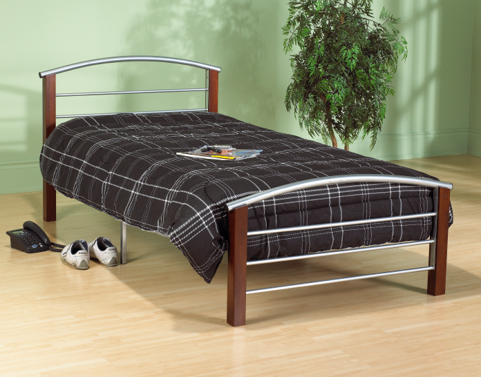 Arc Metal and Wood Frame Bed