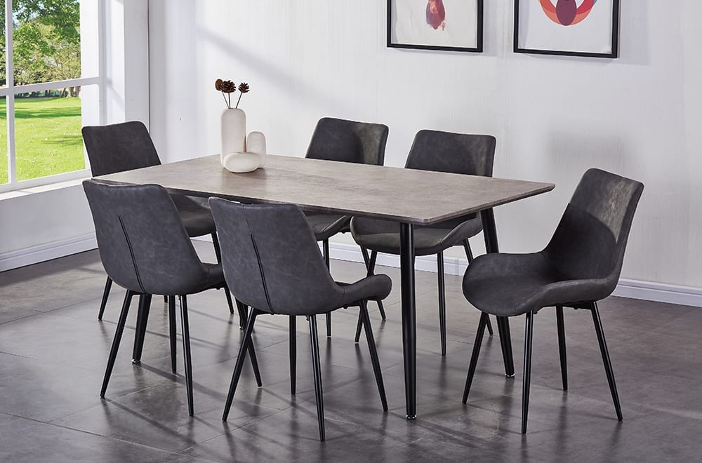 7-Pieces Concrete Table Top Dinette set