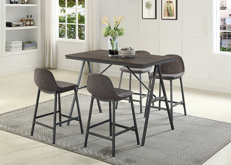 5-Pieces Gun Metal Wood Pub Set